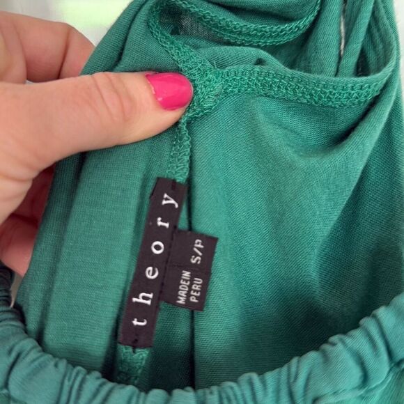 Theory Nadolin green silk pima cotton blend tank dress small - Picture 6 of 10